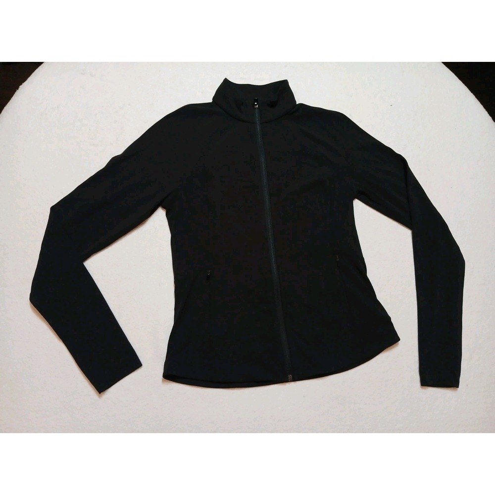Athleta Salutation Full Zip Jacket Womens M Medium Black Mock Neck Yoga Track